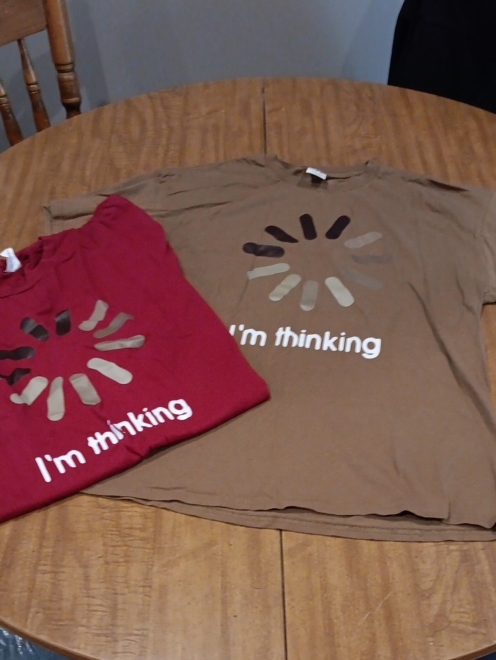 Mens 'I'm Thinking' Graphic Tee - Red or Brown